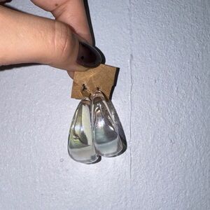 Clear Teardrop hoops Earrings